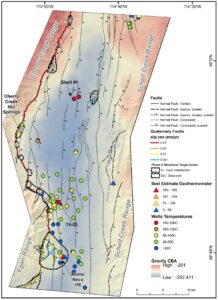 Map of Steptoe Valley showing location of water samples and temperature measurements