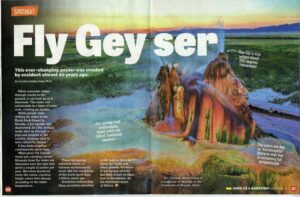 Scanned image of article from Spotlight Magazine about Nevada's Fly Geyser written by Dr. Carolina Munoz-Saez.